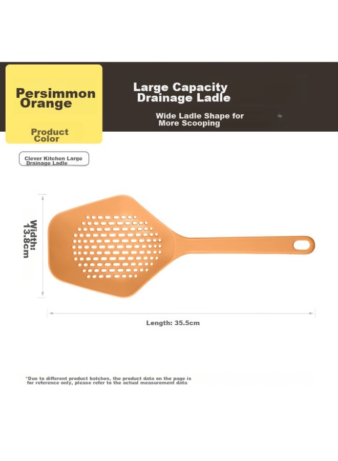 COOKER KING Chuidahuang Long-handled Large Strainer For Noodles And Dumplings, Household Nylon High-temperature Resistant Skimmer, Drainer, Persimmon Orange  - Image 2