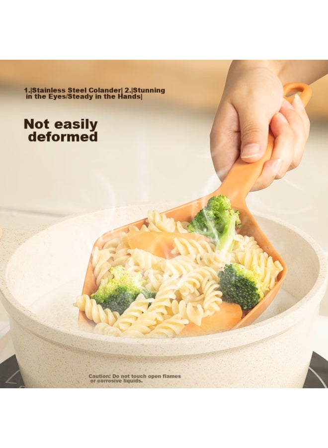 COOKER KING Chuidahuang Long-handled Large Strainer For Noodles And Dumplings, Household Nylon High-temperature Resistant Skimmer, Drainer, Persimmon Orange  - Image 4