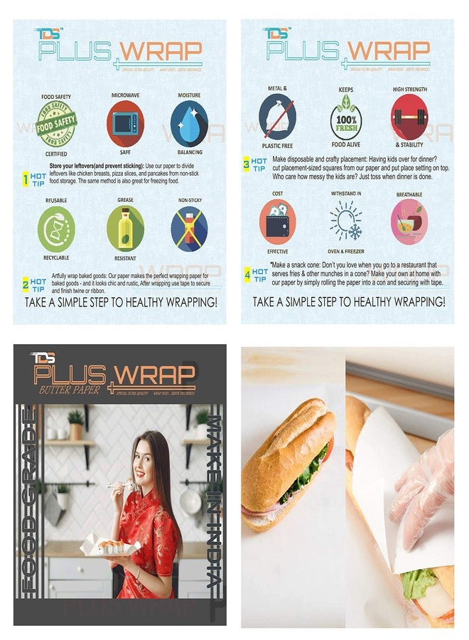 TDS PLUS WRAP عبوة ورق زبدة TDS PLUS WRAP، آمنة للاستخدام مع الطعام، تحافظ على الطعام طازجًا، آمنة للاستخدام في الميكروويف، فضية اللون، 25 مترًا و11 مترًا - Image 4