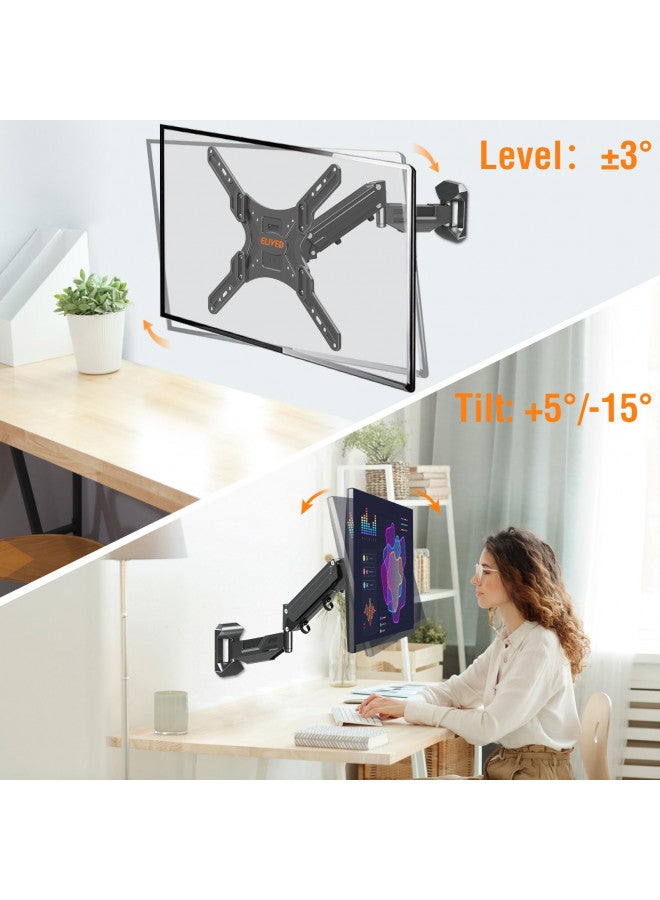 ELIVED Height Adjustable TV Wall Mount for Most 23-55 Inch TVs, Spring Arm Full Motion Swivel Tilt Articulating TV Mount Bracket, Max VESA 400x400mm, Support 11-66 lbs, YD1010 - Image 2