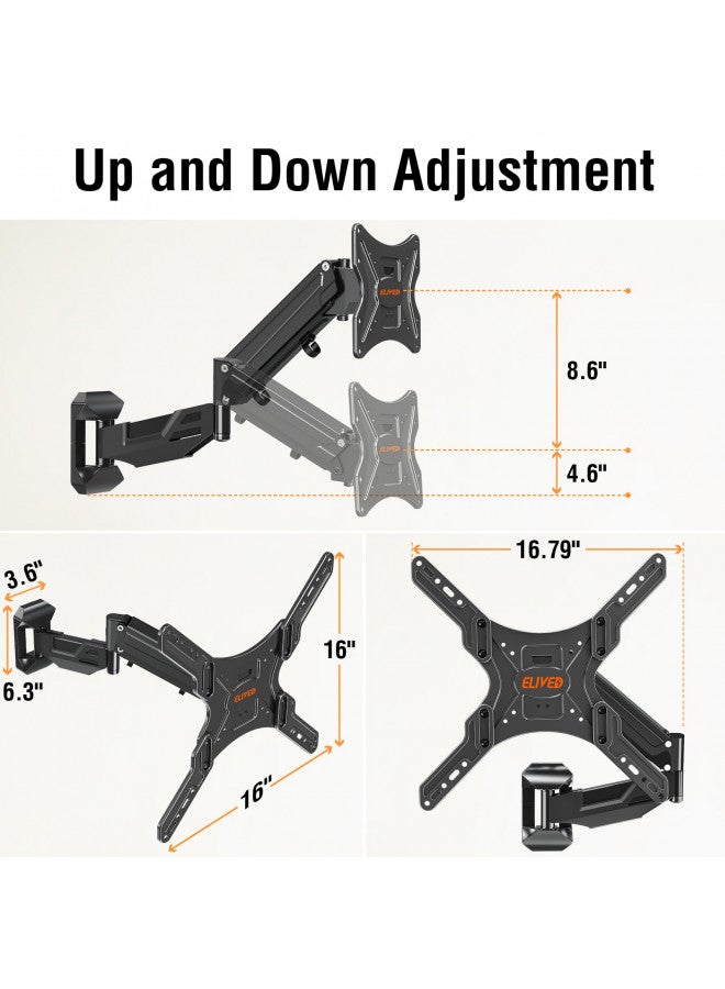 ELIVED Height Adjustable TV Wall Mount for Most 23-55 Inch TVs, Spring Arm Full Motion Swivel Tilt Articulating TV Mount Bracket, Max VESA 400x400mm, Support 11-66 lbs, YD1010 - Image 3