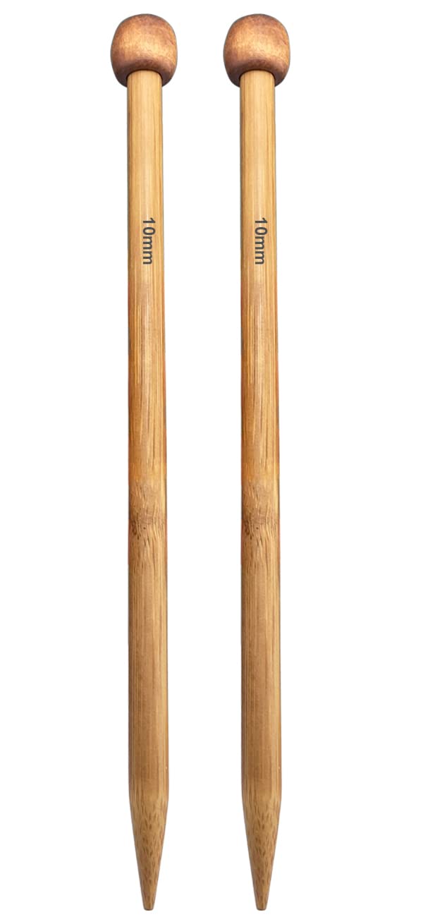 Weabetfu Large Size Bamboo Knitting Needle Straight Single Pointed Thick Knit Needles 10-inch Length Jumbo Knitting Needles for Huge Chunky Yarn Handmade DIY Knitting,US Size 15(10mm) - Image 1