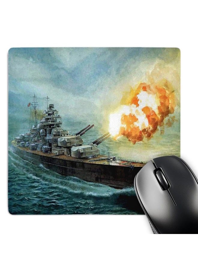 3DROSE LLC 8 x 8 x 0.25 Inches Mouse Pad, Painting of Battleship Bismarck (mp_98600_1) - Image 1