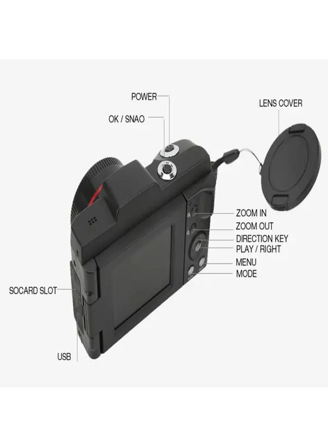 كاميرا رقمية سوداء 16 ميجابكسل مسجل فيديو 1080P زوم 16x كاميرا سفر مدمجة - Image 5