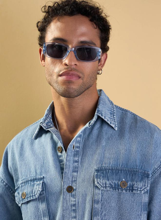 Mascln Sassafras Washed Denim Oversized Shacket - Image 4