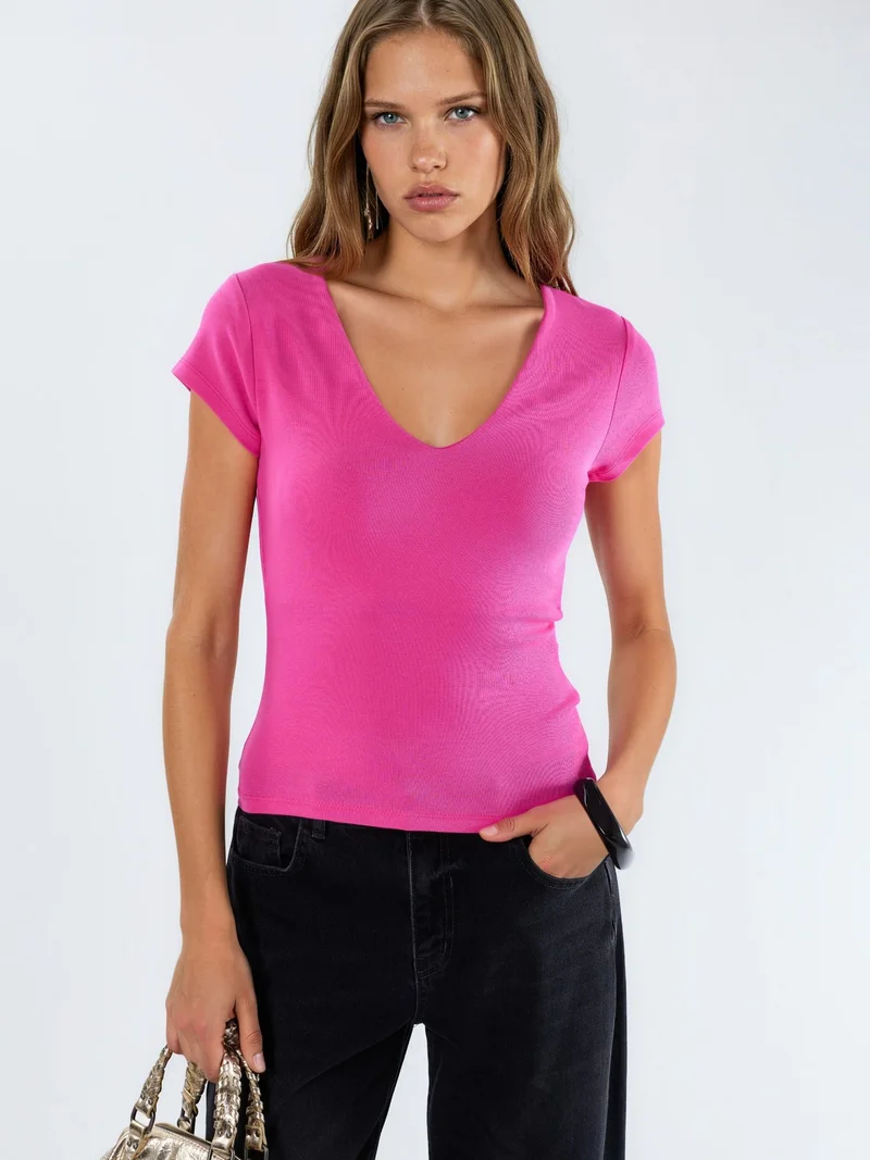 بوسيم BUSEM V-Neck Modal Cotton Blend Blouse