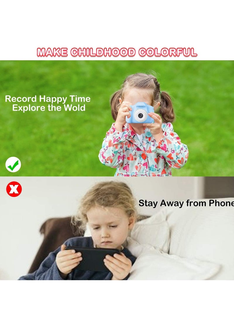 Kids Camera Gifts for 3-8 Year Old Boys Girls,Mini Rechargeable Child Digital Camera Shockproof Video Camcorder Gifts for,8MP HD Video 2 Inch Screenfor Outdoor Play(32GB TF card and Card Readers),Blue  - Image 5