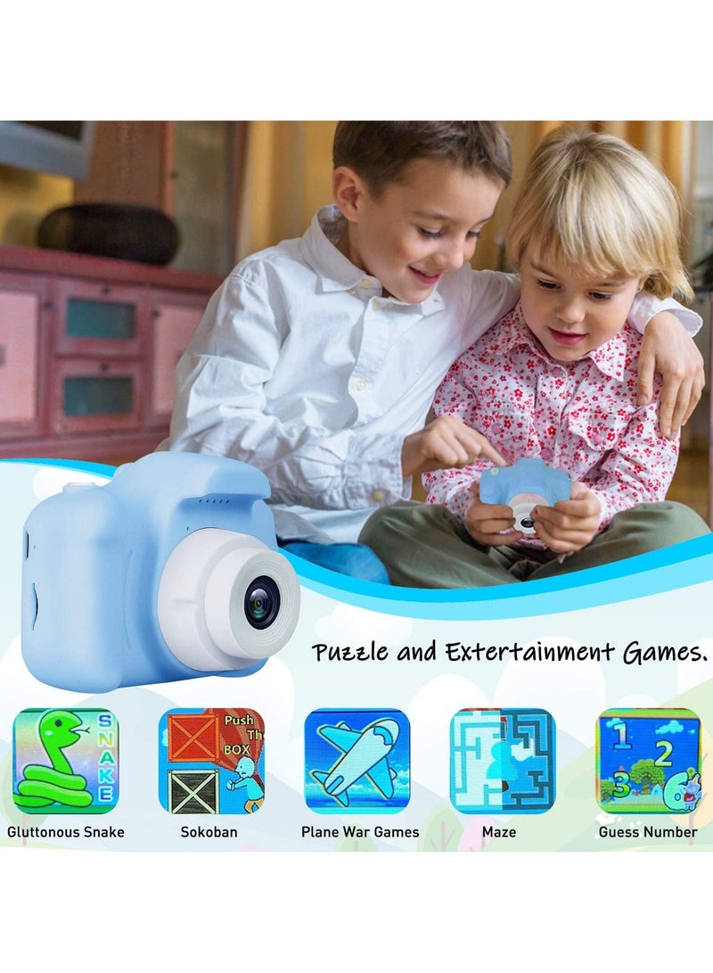 Kids Camera Gifts for 3-8 Year Old Boys Girls,Mini Rechargeable Child Digital Camera Shockproof Video Camcorder Gifts for,8MP HD Video 2 Inch Screenfor Outdoor Play(32GB TF card and Card Readers),Blue  - Image 4