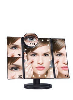 MIXDE Makeup Mirror With Led lights,Touch Screen And 1x/2x/3x Magnification Tri-Fold Vanity Mirror  - Image 1