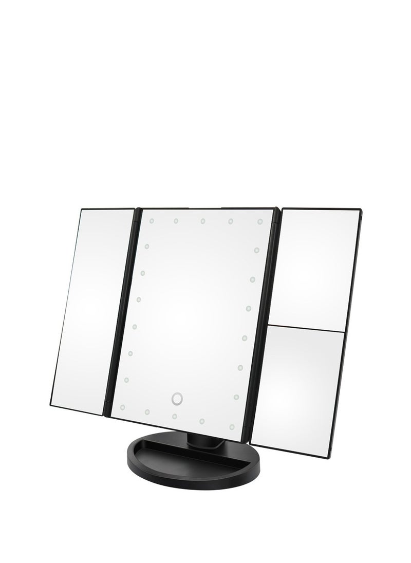 MIXDE - Makeup Mirror With Led lights,Touch Screen And 1x/2x/3x Magnification Tri-Fold Vanity Mirror - Image 1