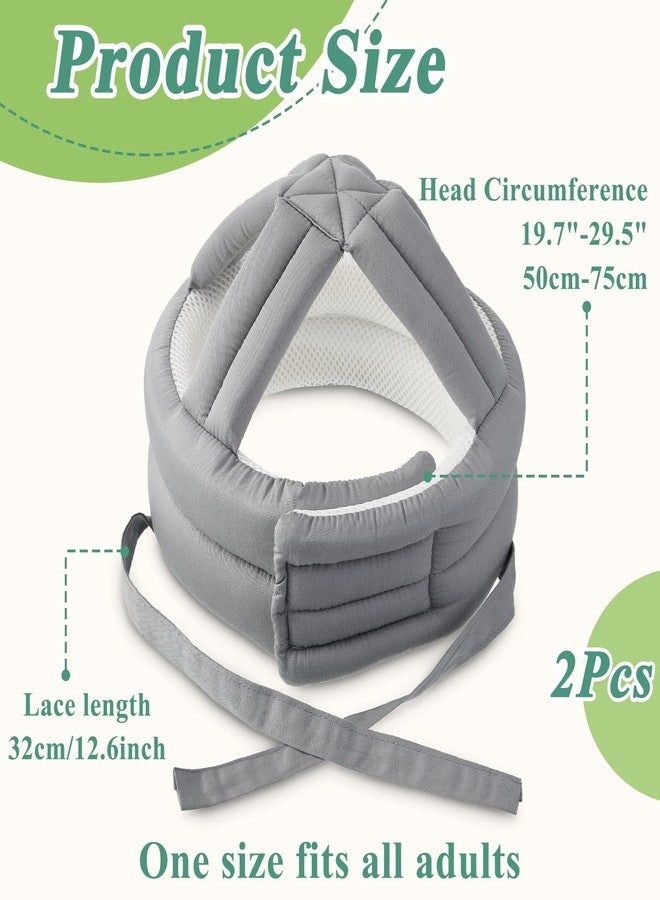Woanger 2 Pcs Anti Fall Elder Head Safety Helmet for Adults Special Needs Thick Soft Protective Hat Adjustable Seniors Fall Prevention Head Protection Cap Elderly Helmet for Injury Protection (Gray) - Image 2
