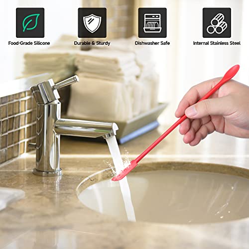 PCEEL Mini Spatula Silicone Spatula Set - 4pcs Small Makeup Scrapers for Cosmetics, Reusable Beauty Tiny Tools, Thin Jar Scraper, Get the Last of the Makeup Out of the Bottle(Red) - Image 3
