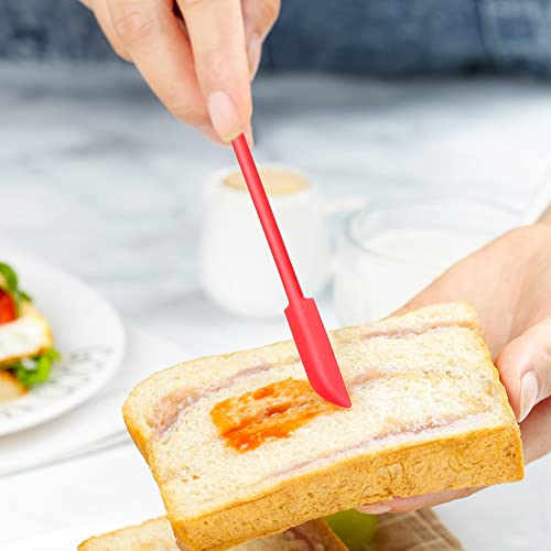 PCEEL Mini Spatula Silicone Spatula Set - 4pcs Small Makeup Scrapers for Cosmetics, Reusable Beauty Tiny Tools, Thin Jar Scraper, Get the Last of the Makeup Out of the Bottle(Red) - Image 4