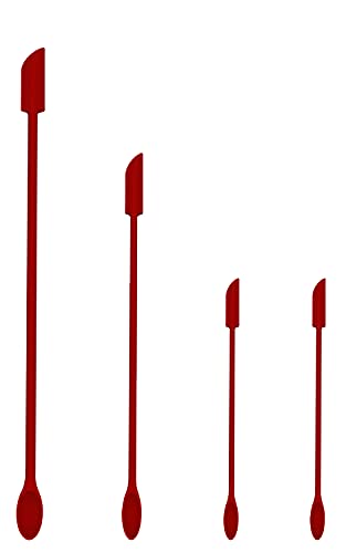 PCEEL Mini Spatula Silicone Spatula Set - 4pcs Small Makeup Scrapers for Cosmetics, Reusable Beauty Tiny Tools, Thin Jar Scraper, Get the Last of the Makeup Out of the Bottle(Red) - Image 1
