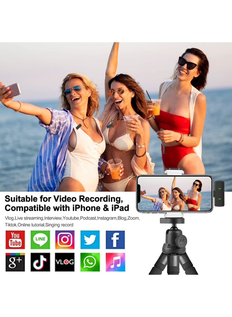 SOLARAE ميكروفون لافاليير لاسلكي لجهاز آيفون، أندرويد، ميكروفون صغير مع إلغاء الضوضاء، عمر بطارية 8 ساعات، ميكروفون بلوتوث للصدر، ميكروفون لافاليير لاسلكي USB C لتسجيل الفيديو، أسود - Image 5