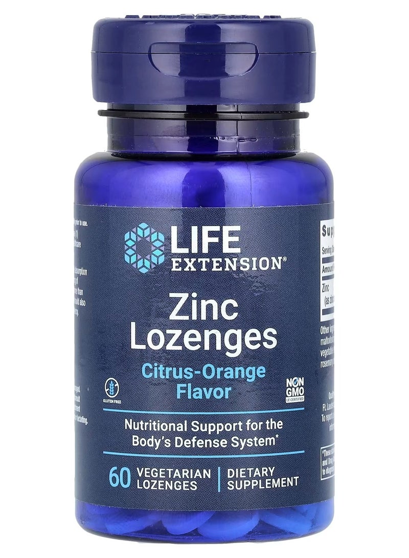 Life Extension, Zinc Lozenges, Citrus-Orange, 60 Vegetarian Lozenges (18.75 mg per Lozenge) - Image 1