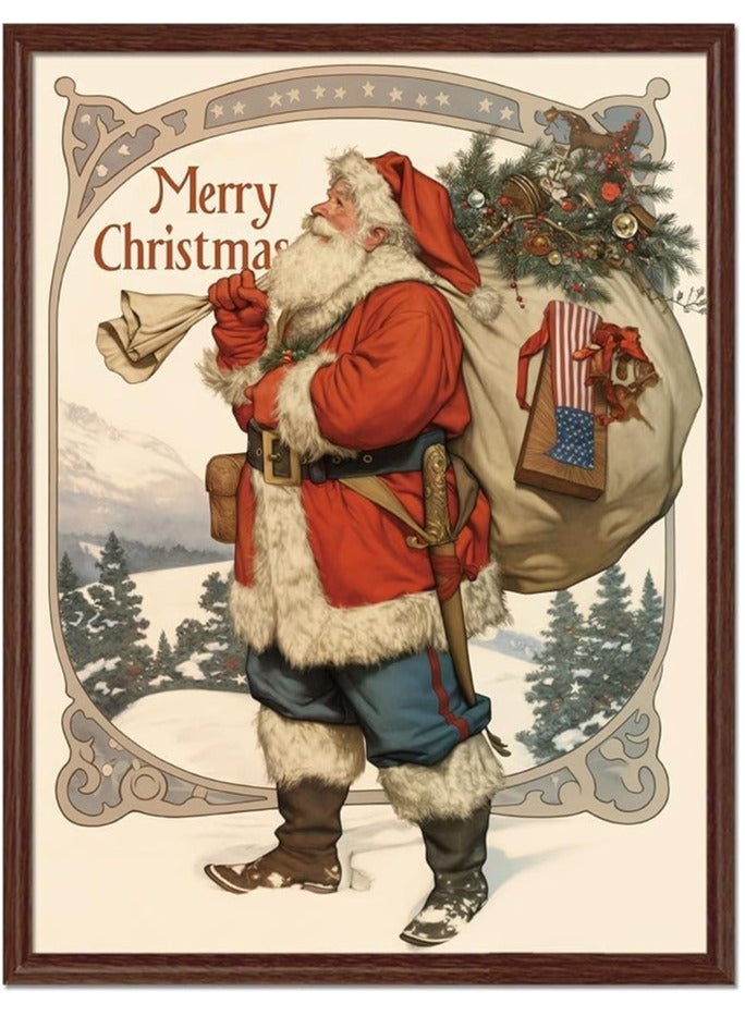 مؤسسة فكرة اليوم فكرة اليوم مطبوعات فنية جدارية لعيد الميلاد لسانتا كلوز | ملصقات عيد الميلاد الجمالية لغرفة المعيشة والمعرض والحمام وديكور غرفة المعيشة - 8 × 10 بوصة - Image 1