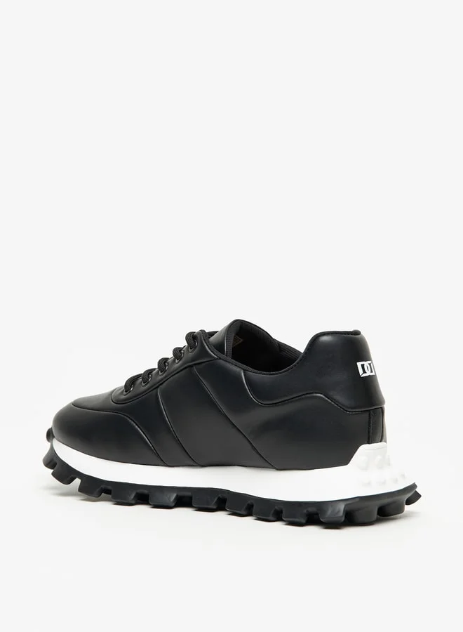 DUCHINI Men's Solid Sneakers with Chunky Sole and Lace-Up Closure