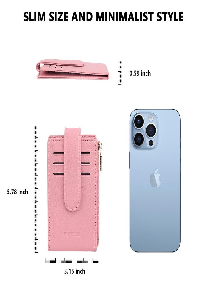 FT FUNTOR Small Wallet for Women，Ladies Bifold RFID Blocking Credit Card Holder with Zipper Coin Pocket & ID Window (Pink) - Image 5