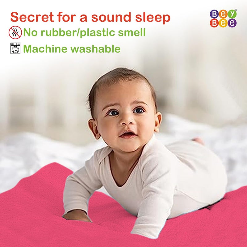 Bey Bee BeyBee Waterproof Quick Dry Sheet for Baby|Anti-Piling Fleece Extra Absorbent Washable Matress Protector| Baby Bed Protector Sheet for Toddler, (Small Pack of 2, 70x50cm, Salmon Rose + Firoza) - Image 5