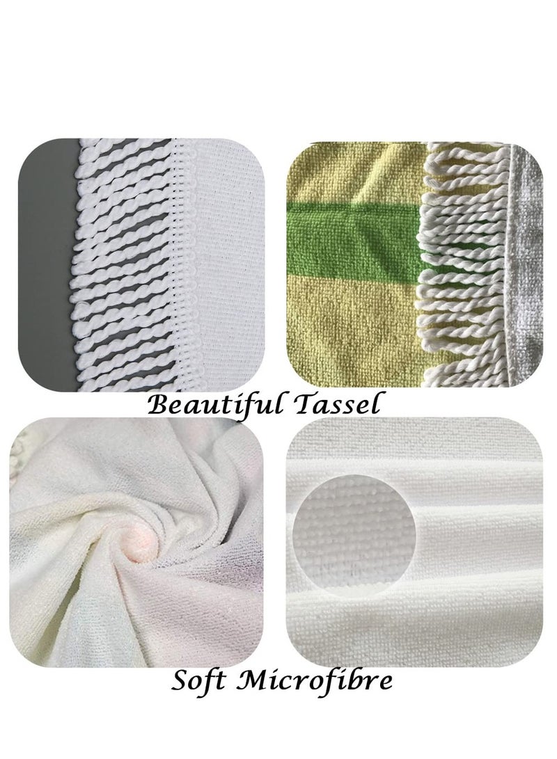 SYOSI SYOSI Round Beach Towel Blanket with Tassels 150cm Large Beach Towel Soft Absorbent Fast Dry Microfiber Beach Blanket for Men and Women Travel Swimming Pool Beach Round Picnic Table Mat - Image 5