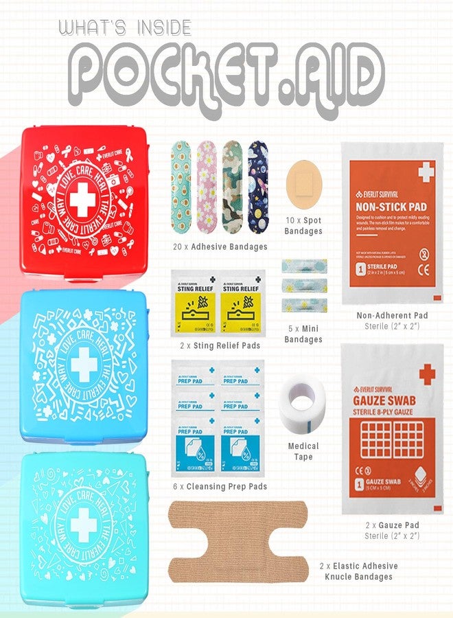 EVERLIT CARE EVERLIT Pocket-Aid Mini First Aid Kit | Compact, Portable Hard-Shell Cases of 50 Items | Cuts, Scrapes, Wound Care Essentials for Travel, Outdoor, School, Camping, Home, Office (24 Packs | 1200 Pcs) - Image 2