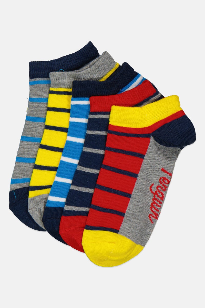 Original Penguin Kids Boy 5 Pair Stripe Ankle Socks, Multicolor - Image 1