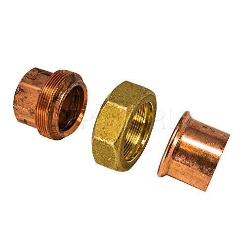 PROCURU 2-Pack 3/4-Inch Copper Union CxC Sweat Connection, Made in USA, Certified Safe for Drinking Water (CWUN0034-2P) - Image 3