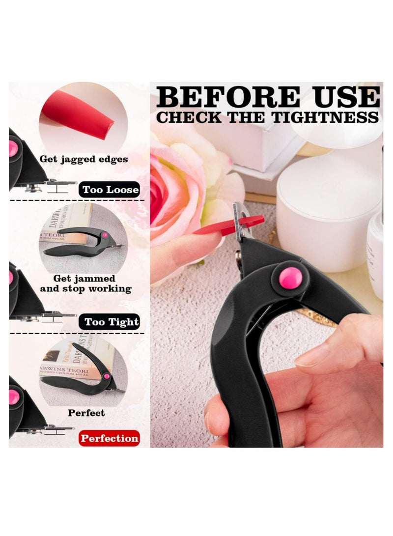 Adjustable Acrylic Nail Clippers with Sizer, Catcher and Length Measurement, Black Professional Dial Stainless Steel Nail Tips Cutter, Nail Trimmer - Image 4