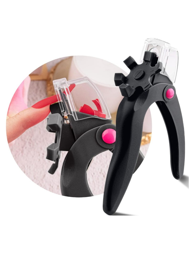 Adjustable Acrylic Nail Clippers with Sizer, Catcher and Length Measurement, Black Professional Dial Stainless Steel Nail Tips Cutter, Nail Trimmer - Image 1