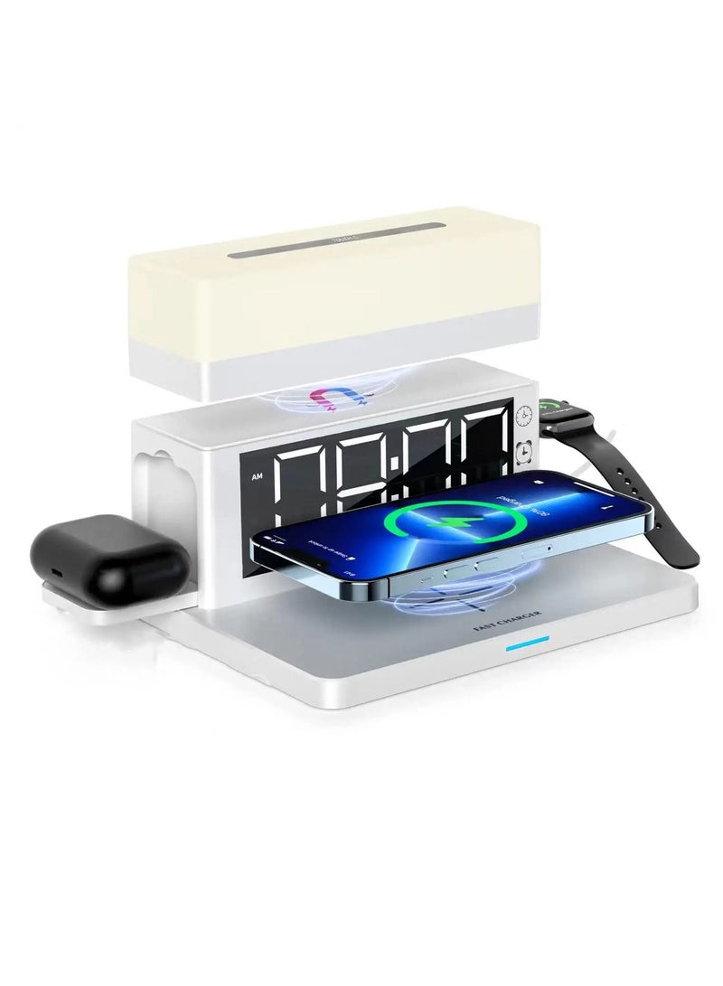 XiuWoo Wireless Charger, Charging Station with Digital Alarm Clock - Image 1