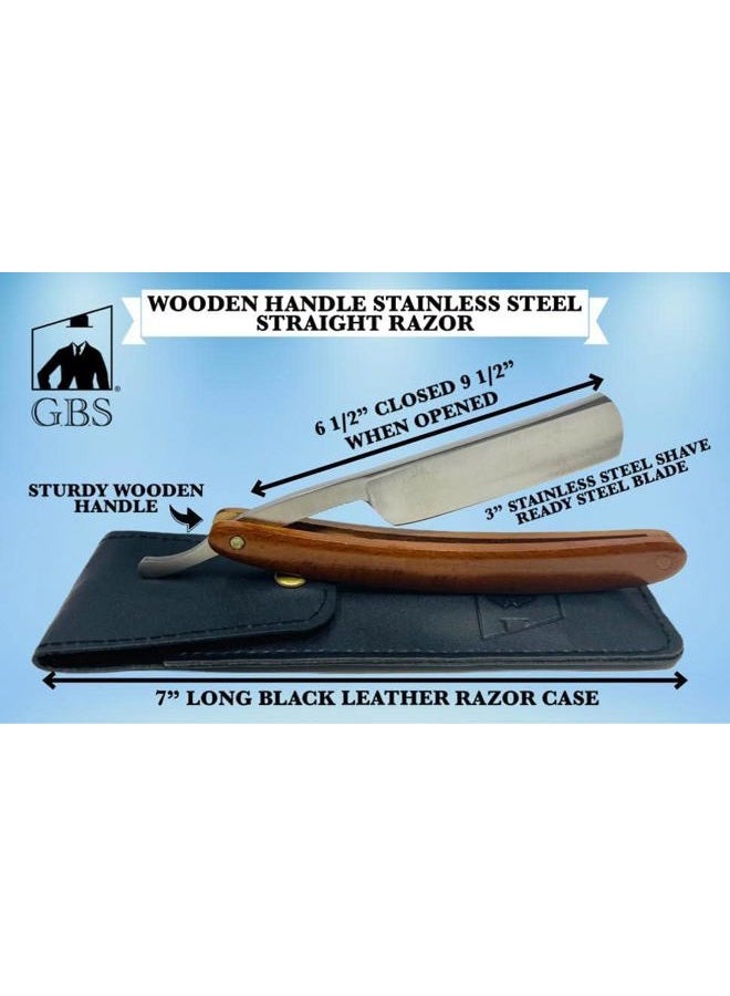 G.B.S Shaving Kit Box Includes- Carbon Steel Razor, 21" Leather Strop, Wooden Soap bowl with Vegan shaving Brush + Stand, Natural Glycerin Shave Soap, Aftershave Gel, and Alum Block - Image 2