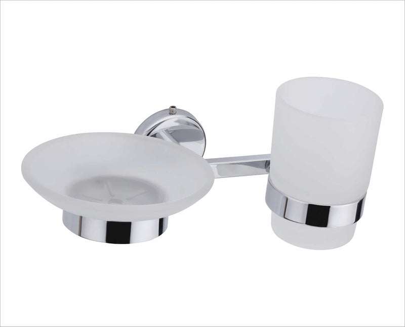 KANJAL soap dish with toothbrush holder tumbler stand for washbasin sabu dani and brush holder for bathroom tumbler holders dispensers 29(304 stainless steel,Chrome finish,frosted glass) - Image 4