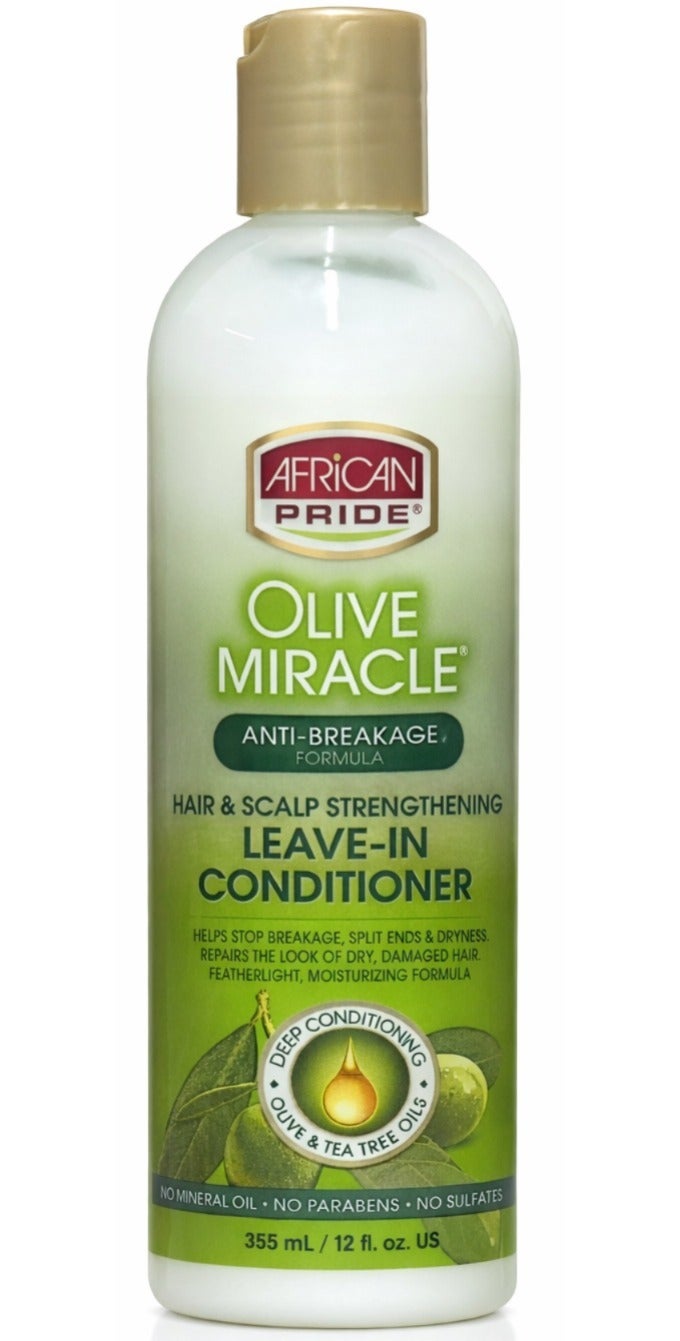 African Pride Olive Miracle Anti-Breakage Formula Hair & Scalp Strengthening Leave-In Conditioner 12 fl oz - Image 1