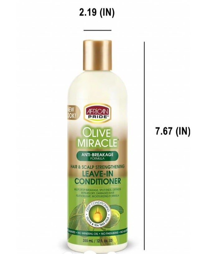 African Pride Olive Miracle Anti-Breakage Formula Hair & Scalp Strengthening Leave-In Conditioner 12 fl oz - Image 3