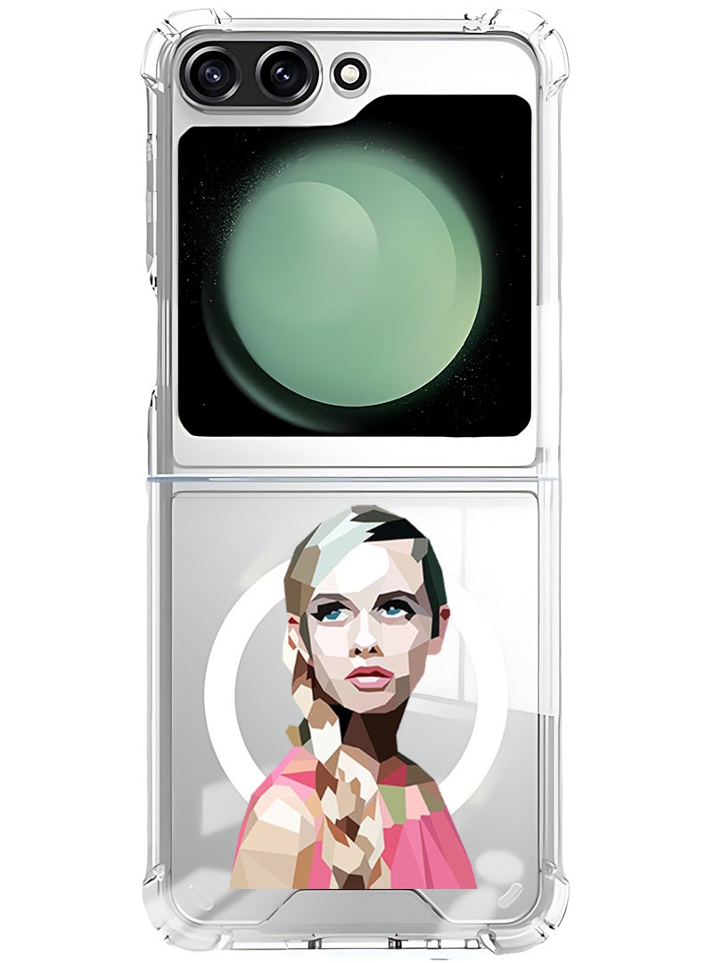 Theodor Magnetic Case for Samsung Galaxy Z Flip 6 Compatible with MagSafe Wireless Charging, Shockproof Phone Bumper Cover Girl - Image 1