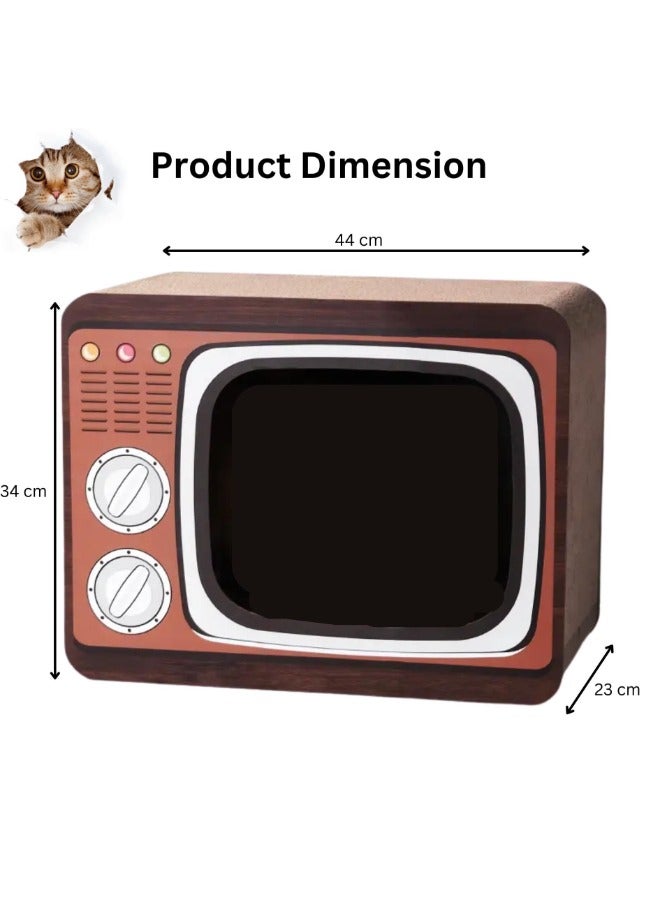 Petsary New Design TV Shaped Premium Cat Scratcher Cardboard, 2in1 Double Sided Cat Scratching Board for Indoor, Round Durable Cat Scratcher with Catnip for Small Pets Kitten Lounge Bed - Image 3