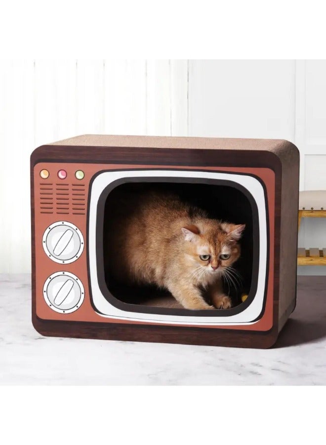 Petsary New Design TV Shaped Premium Cat Scratcher Cardboard, 2in1 Double Sided Cat Scratching Board for Indoor, Round Durable Cat Scratcher with Catnip for Small Pets Kitten Lounge Bed - Image 4