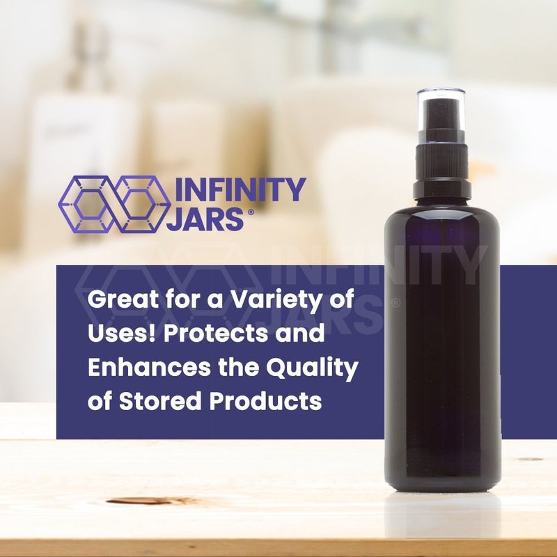 إنفينيتى جارز infinity jars 100 مل (3.4 أوقية) الزجاج الأسود فوق البنفسجي الناعم للضباب رذاذ منتجات تنظيف الزجاجة - Image 3
