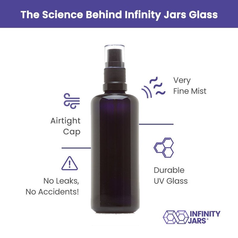 إنفينيتى جارز infinity jars 100 مل (3.4 أوقية) الزجاج الأسود فوق البنفسجي الناعم للضباب رذاذ منتجات تنظيف الزجاجة - Image 5