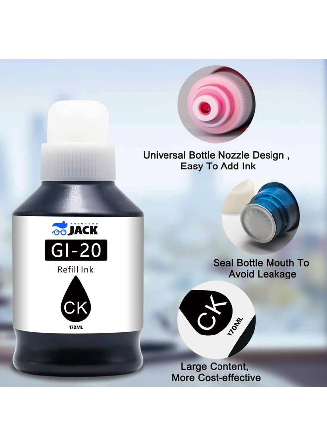 Printers Jack Compatible Canon GI-20 GI20 Refill Ink Bottles Kit for Canon PIXMA G5020 G6020 G7020 MegaTank Printers - Image 4