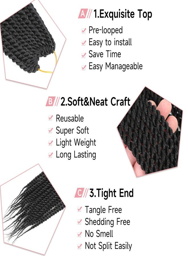 Befunny Senegalese Twist Crochet Hair-8 Packs 18 Inch Senegalese Twist Crochet Braids For Women, Black Pre Looped Pretwisted Crochet Braids, Synthetic Crochet Twist Hair (18in,1B#) - Image 3