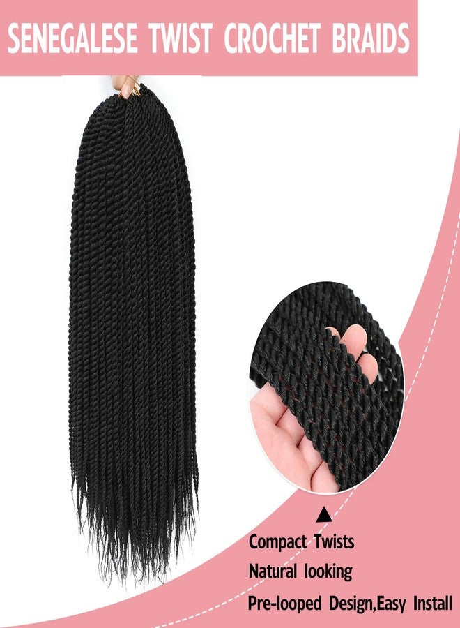 Befunny Senegalese Twist Crochet Hair-8 Packs 18 Inch Senegalese Twist Crochet Braids For Women, Black Pre Looped Pretwisted Crochet Braids, Synthetic Crochet Twist Hair (18in,1B#) - Image 4