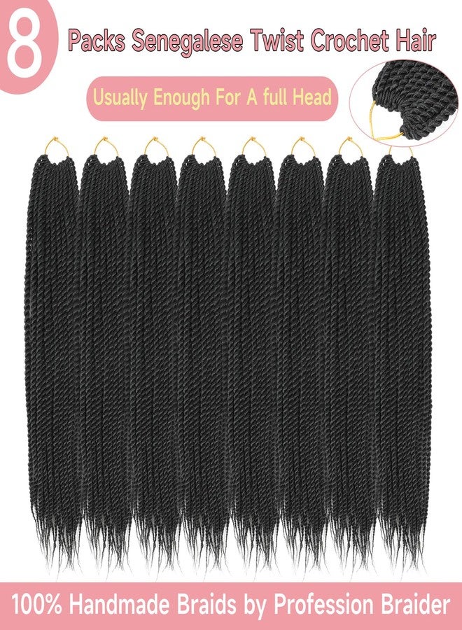 Befunny Senegalese Twist Crochet Hair-8 Packs 18 Inch Senegalese Twist Crochet Braids For Women, Black Pre Looped Pretwisted Crochet Braids, Synthetic Crochet Twist Hair (18in,1B#) - Image 5