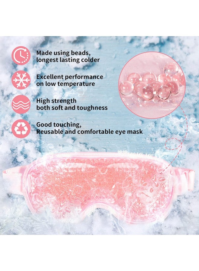 J JIMOO Cooling Ice Gel Eye Mask-Reusable Eye Masks, Sleeping Mask With Plush Backing For Headache, Puffiness, Allergies, Migraine, Stress Relief (Pink) - Image 2