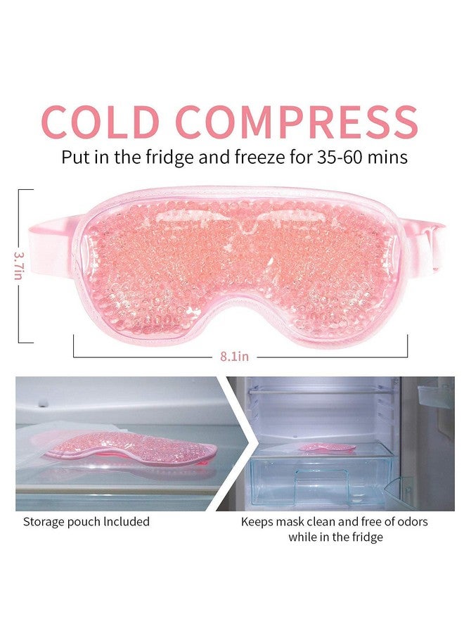 J JIMOO Cooling Ice Gel Eye Mask-Reusable Eye Masks, Sleeping Mask With Plush Backing For Headache, Puffiness, Allergies, Migraine, Stress Relief (Pink) - Image 3
