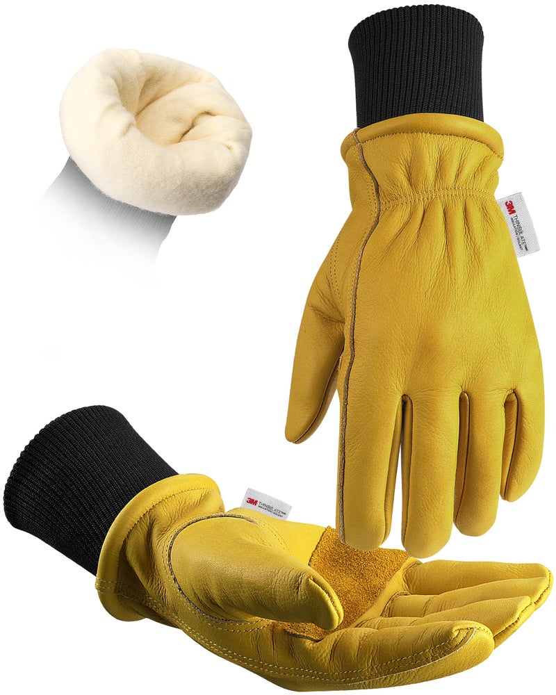 DULFINE Waterproof Winter Work Gloves for Men and Women,3M Thinsulate Lining for Cold Weather,Cow Leather Thermal Insulated - Image 1