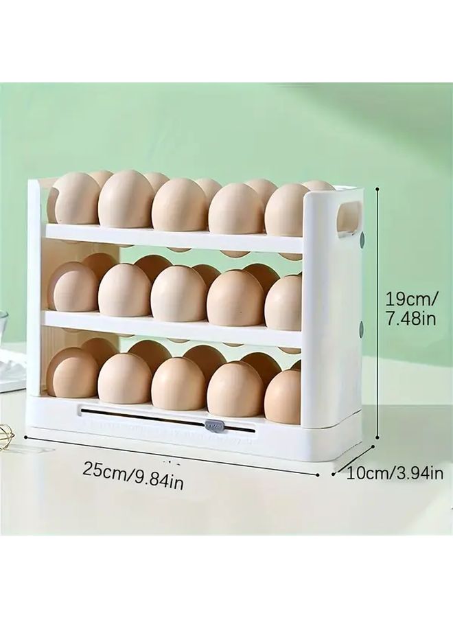 3 Tier White Egg Rack For Refrigerator Side Door Large Capacity Space Saving Organizer - Image 1