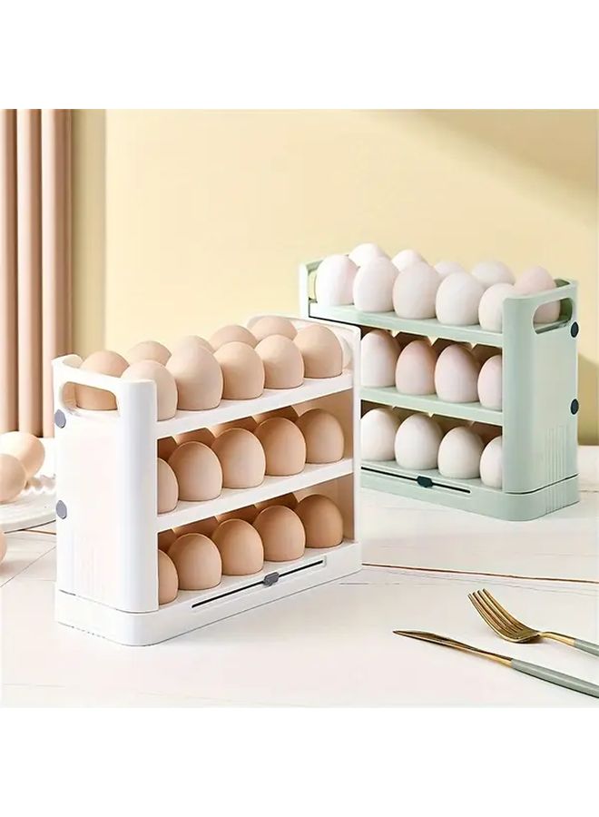 3 Tier White Egg Rack For Refrigerator Side Door Large Capacity Space Saving Organizer - Image 5