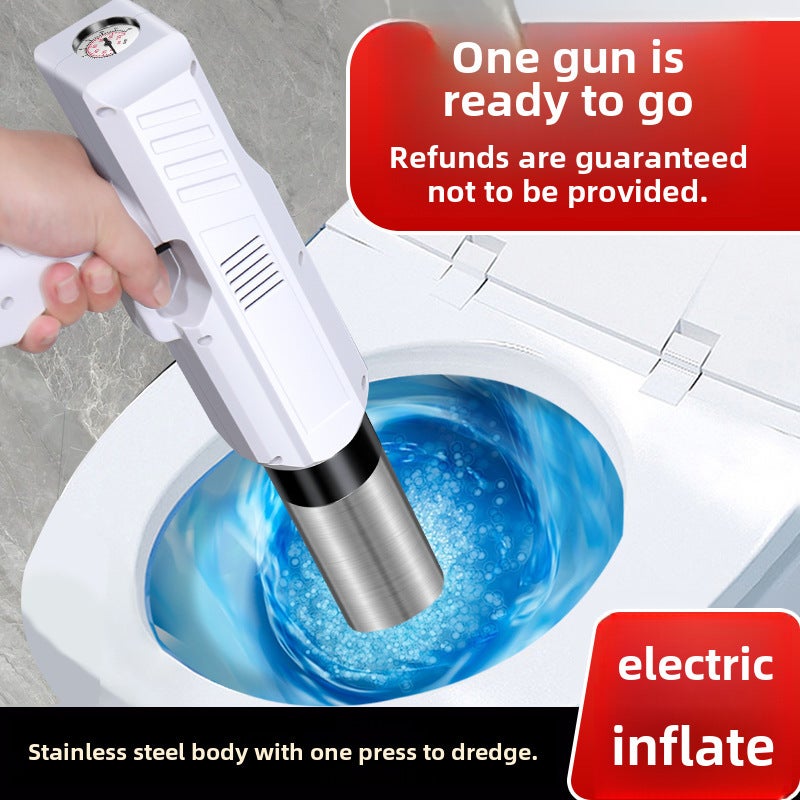 Toilet Unclogger White Steel Construction - High Pressure Power Pipe Unclogger - Electric Charging Design for Home Bathroom Kitchen Professional Plumbing Use - Image 2